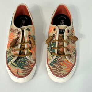 Sperry Crest Vibe Women’s Sneakers 6.5 Tropical Print Canvas Shoes FAIR